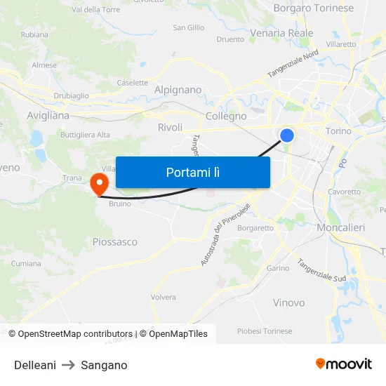 Delleani to Sangano map