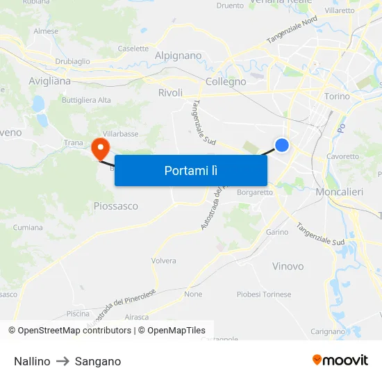 Nallino to Sangano map