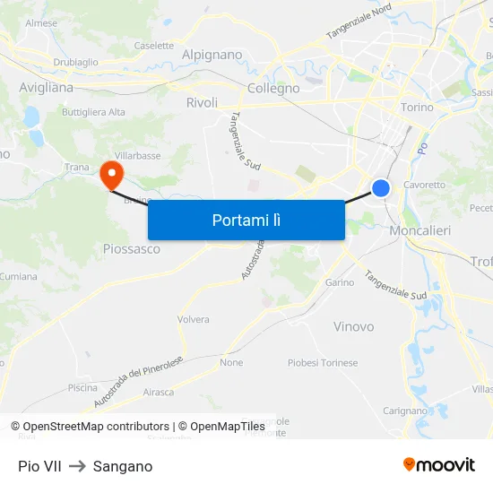 Pio VII to Sangano map