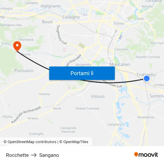 Rocchette to Sangano map