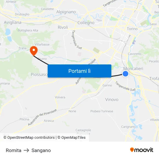 Romita to Sangano map