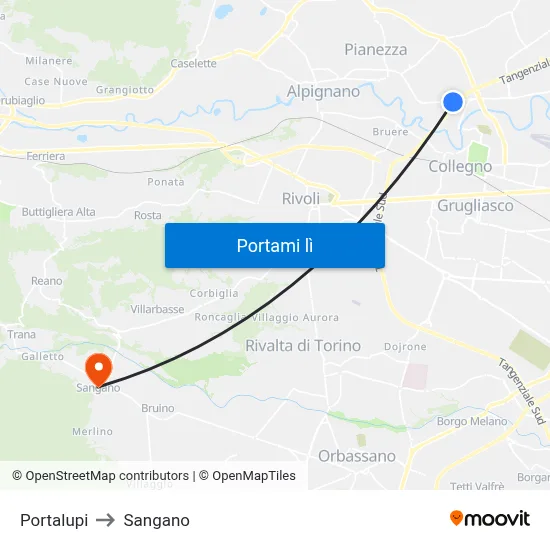 Portalupi to Sangano map