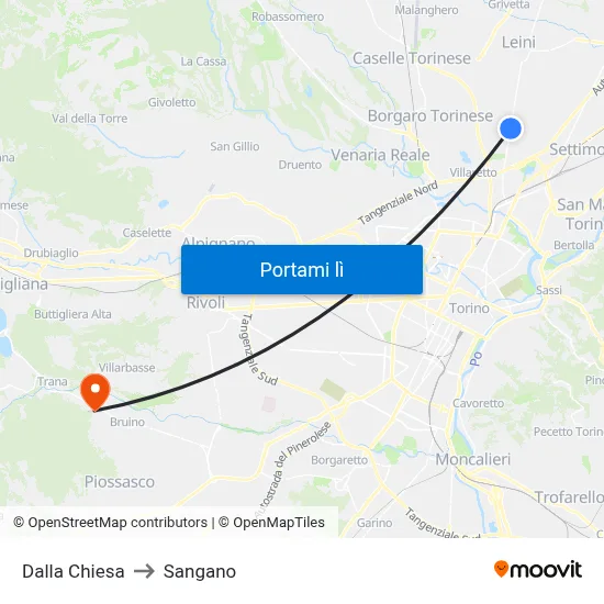 Dalla Chiesa to Sangano map