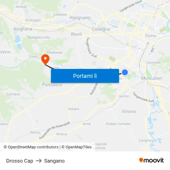 Drosso Cap to Sangano map