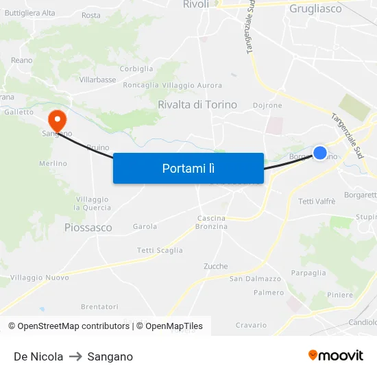 De Nicola to Sangano map
