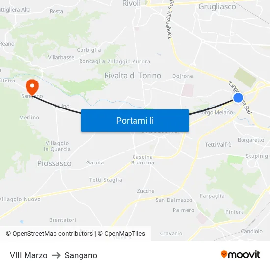 VIII Marzo to Sangano map