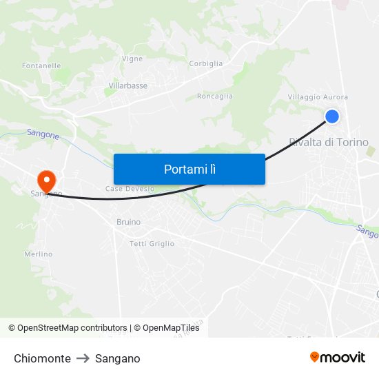 Chiomonte to Sangano map