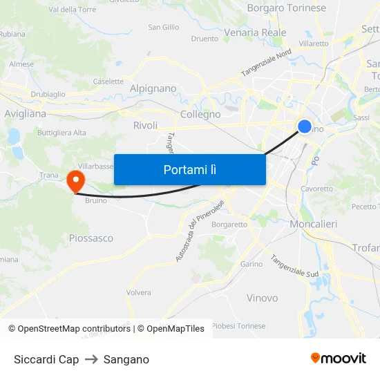 Siccardi Cap to Sangano map