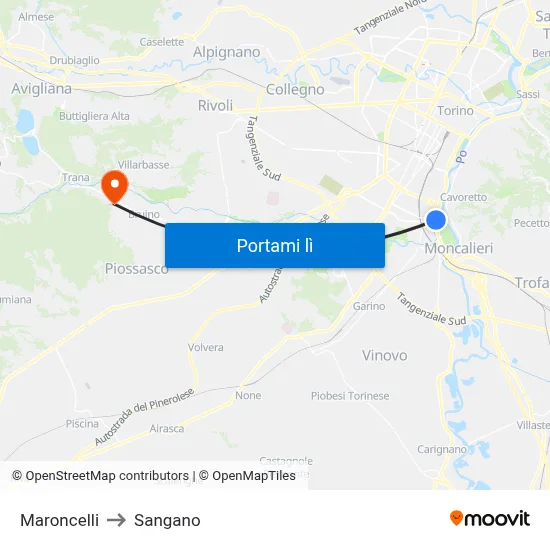 Maroncelli to Sangano map
