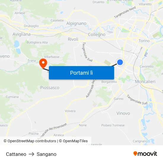 Cattaneo to Sangano map