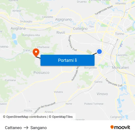 Cattaneo to Sangano map