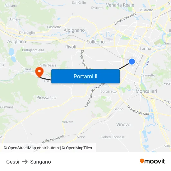 Gessi to Sangano map