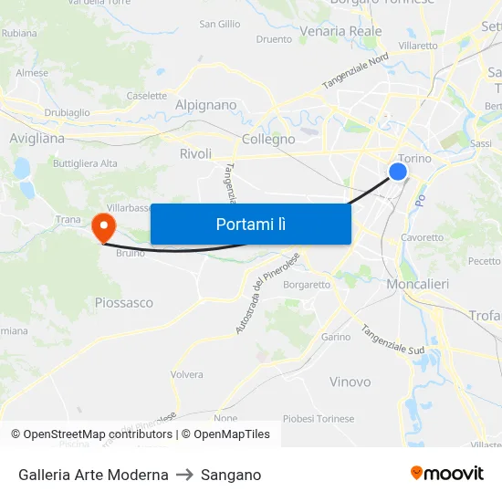 Galleria Arte Moderna to Sangano map