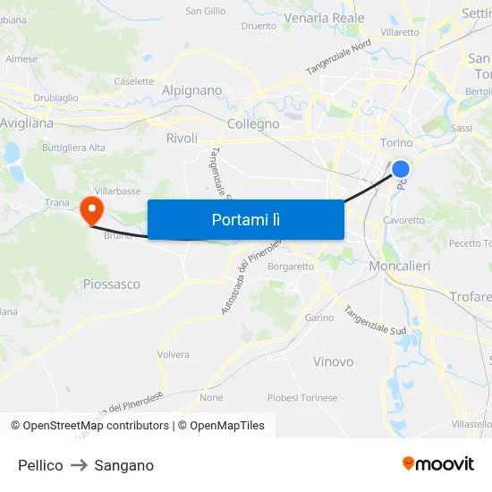 Pellico to Sangano map