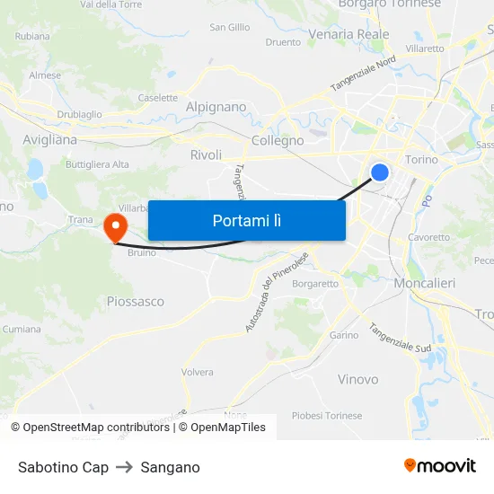 Sabotino Cap to Sangano map