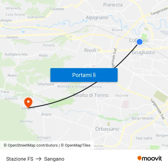 Stazione FS to Sangano map