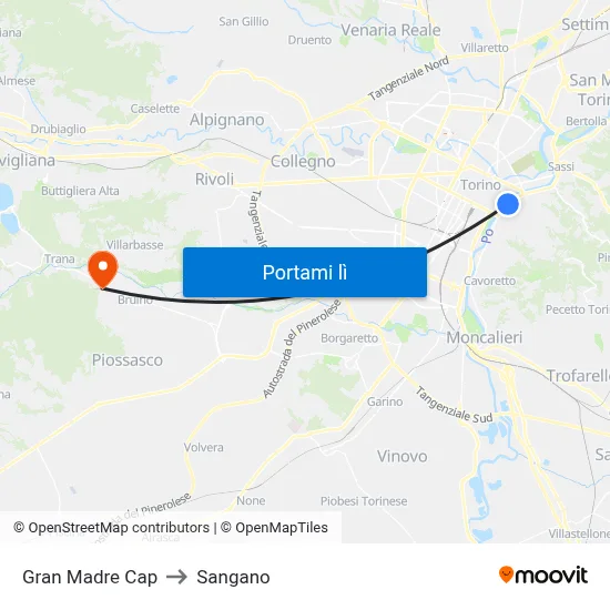 Gran Madre Cap to Sangano map