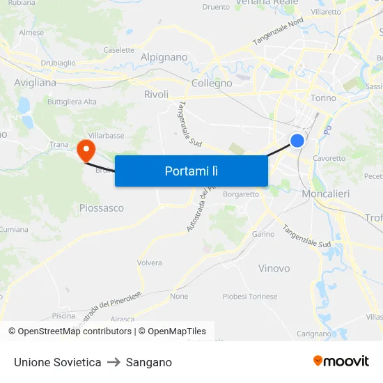 Unione Sovietica to Sangano map