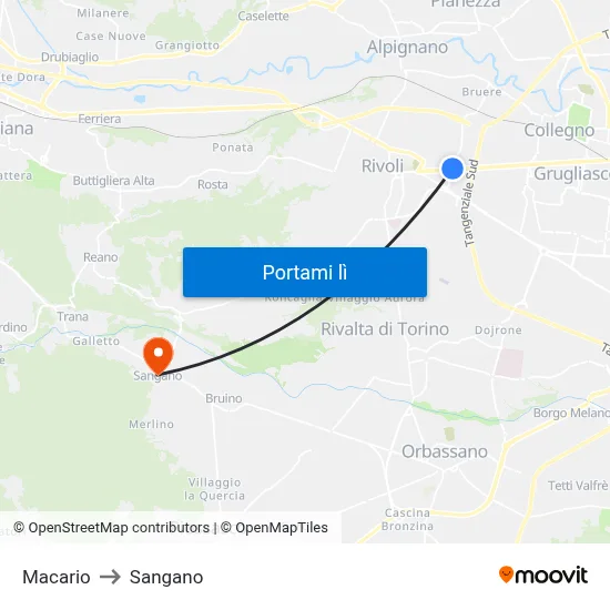 Macario to Sangano map