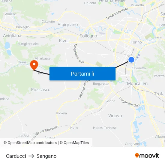 Carducci to Sangano map