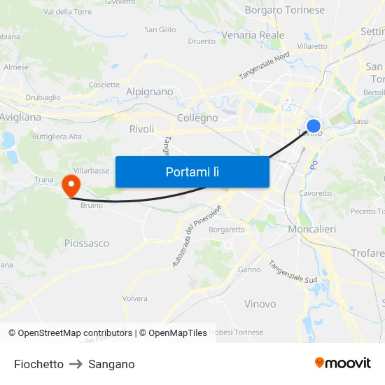 Fiochetto to Sangano map