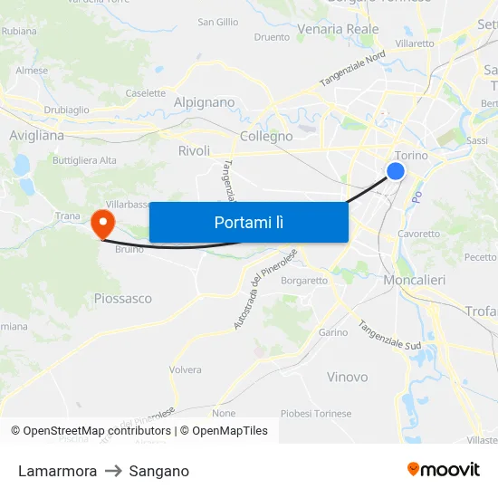 Lamarmora to Sangano map