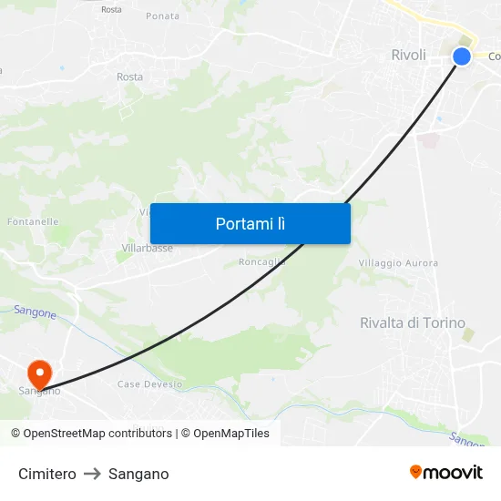 Cimitero to Sangano map