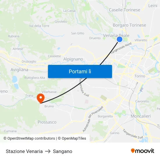Stazione Venaria to Sangano map