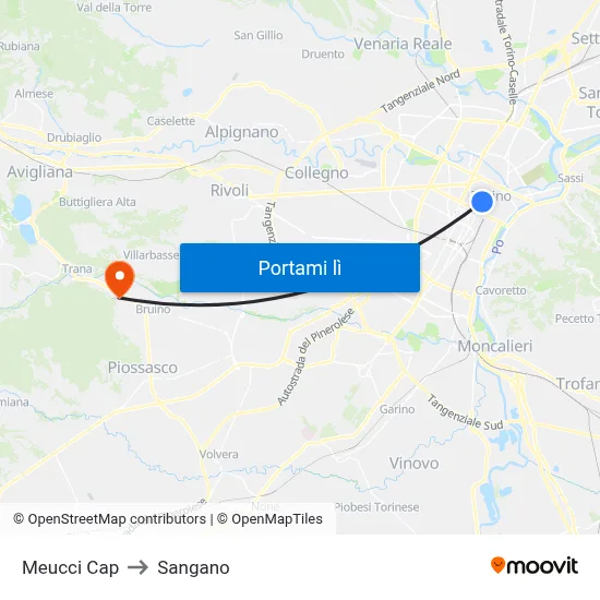 Meucci Cap to Sangano map