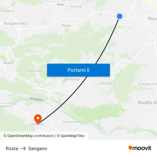 Rosta to Sangano map