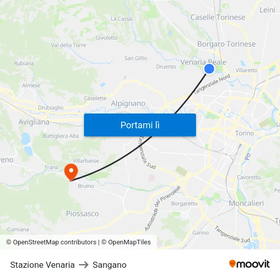 Stazione Venaria to Sangano map