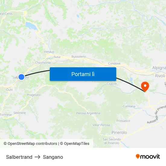 Salbertrand to Sangano map