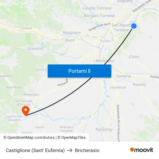 Castiglione (Sant' Eufemia) to Bricherasio map