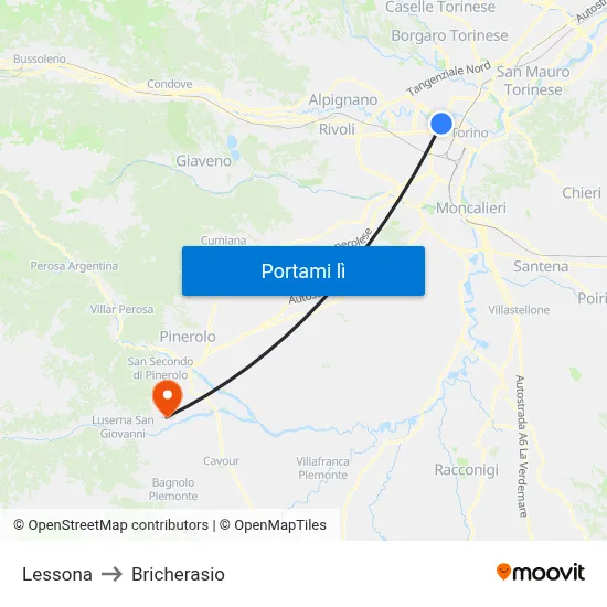 Lessona to Bricherasio map