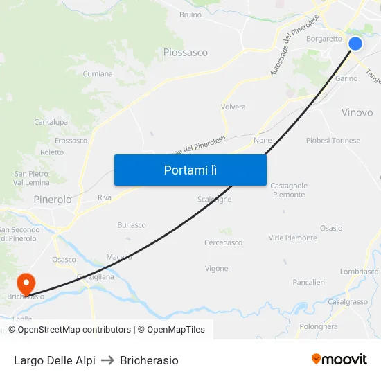Largo Delle Alpi to Bricherasio map
