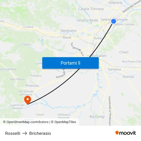Rosselli to Bricherasio map