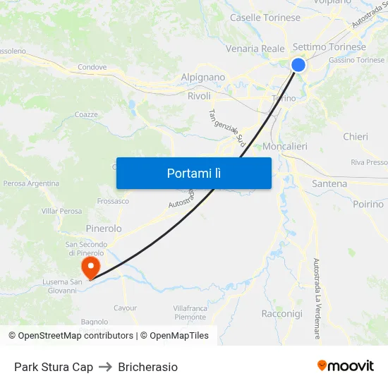 Park Stura Cap to Bricherasio map