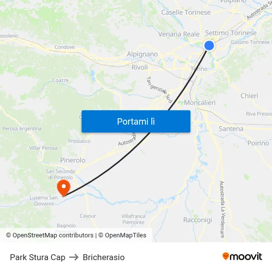 Park Stura Cap to Bricherasio map