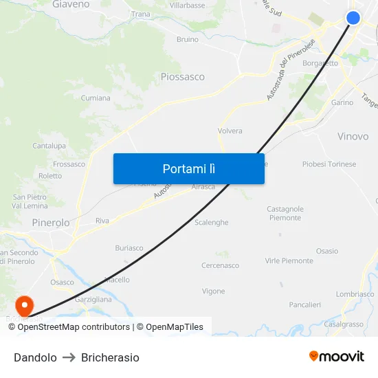 Dandolo to Bricherasio map