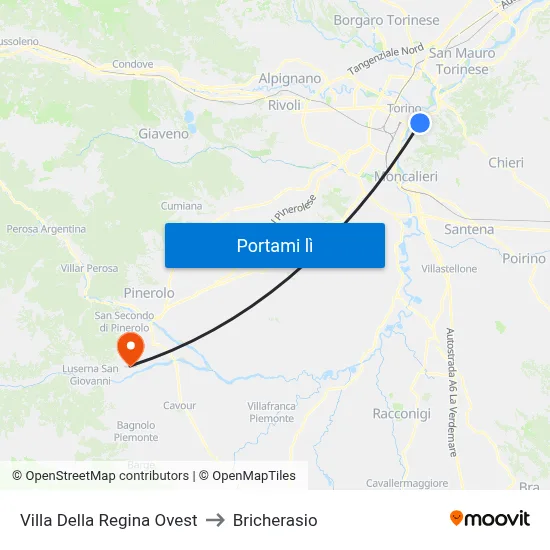 Villa Della Regina Ovest to Bricherasio map
