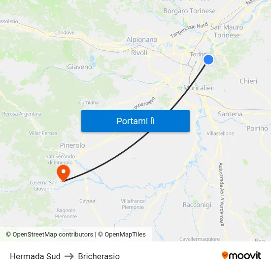 Hermada Sud to Bricherasio map