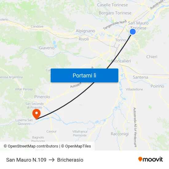 San Mauro N.109 to Bricherasio map