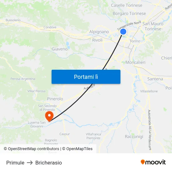 Primule to Bricherasio map