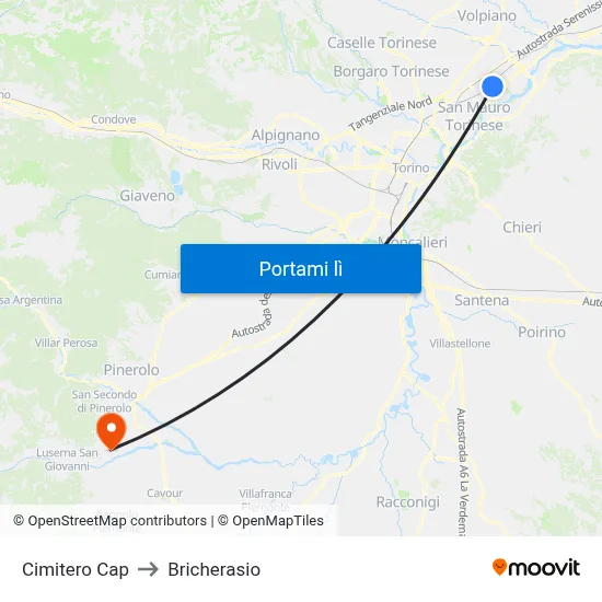 Cimitero Cap to Bricherasio map
