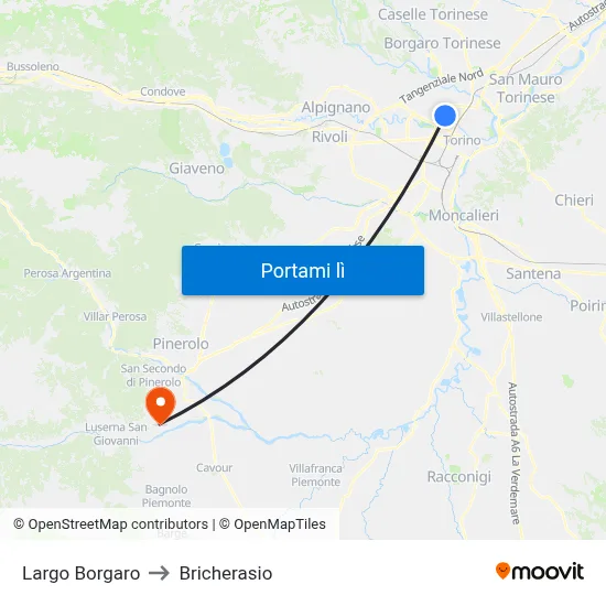 Largo Borgaro to Bricherasio map