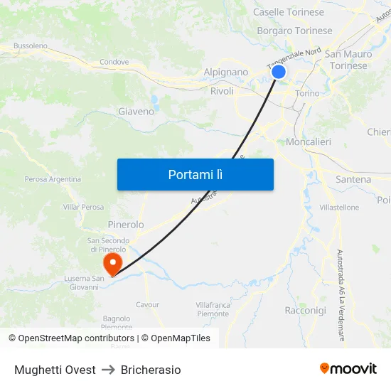 Mughetti Ovest to Bricherasio map