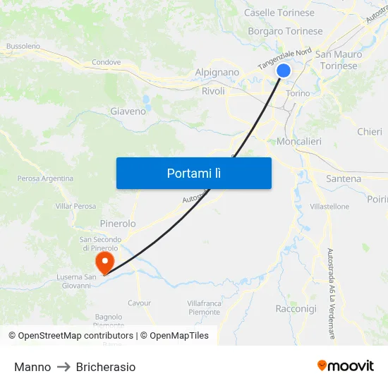Manno to Bricherasio map