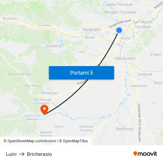 Luini to Bricherasio map