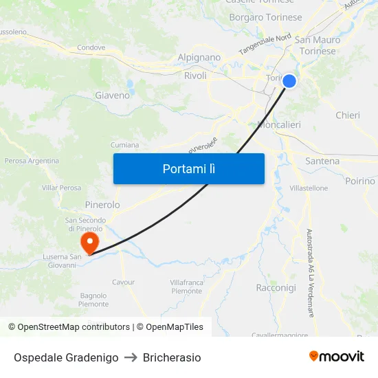Ospedale Gradenigo to Bricherasio map