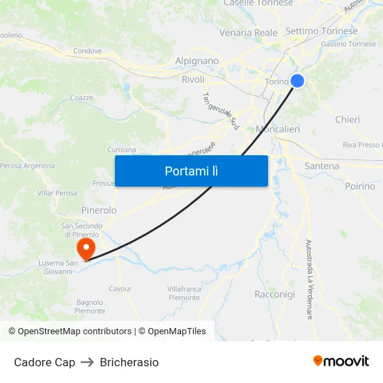 Cadore Cap to Bricherasio map